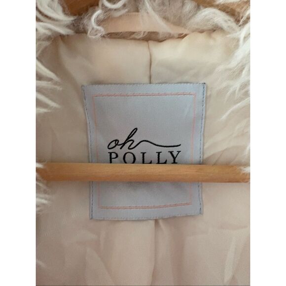 Oh Polly Wynter Shearling Penny Lane Coat Large Front Pockets in Cream Small - Picture 7 of 8